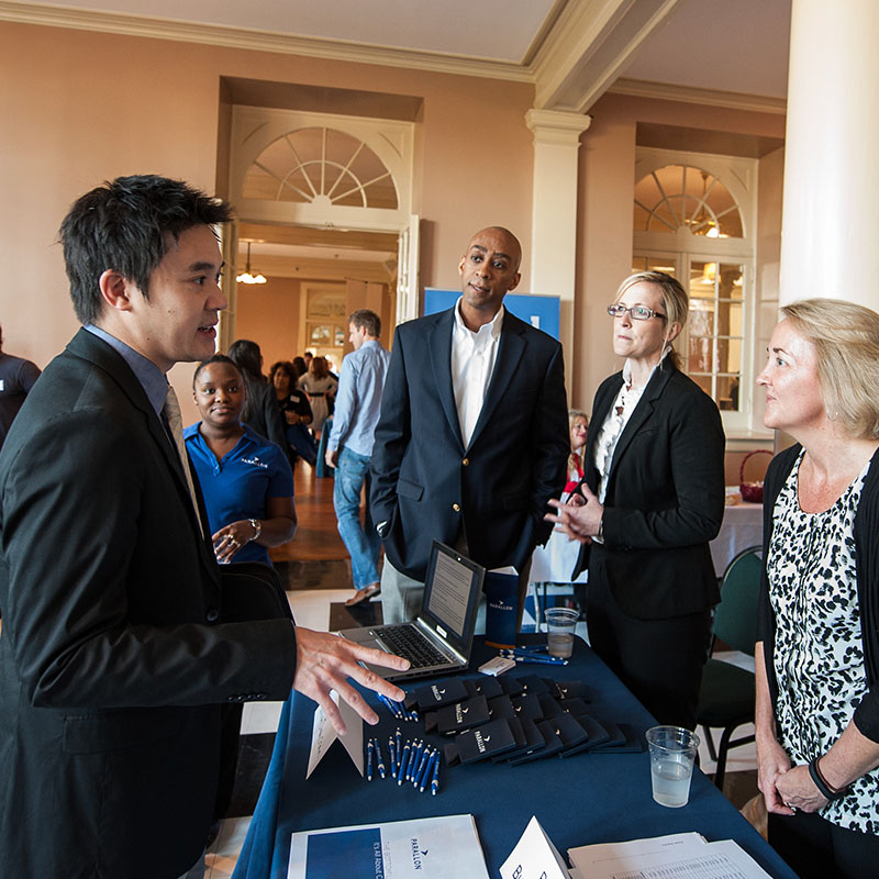 Students at a career fair