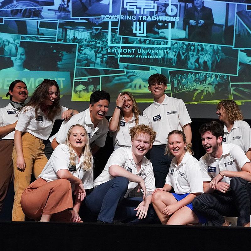 Orientation Leaders posing after a song and dance routine