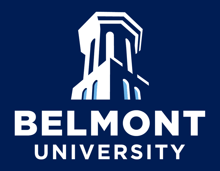 Belmont University Logo Vertical Reversed Two Color