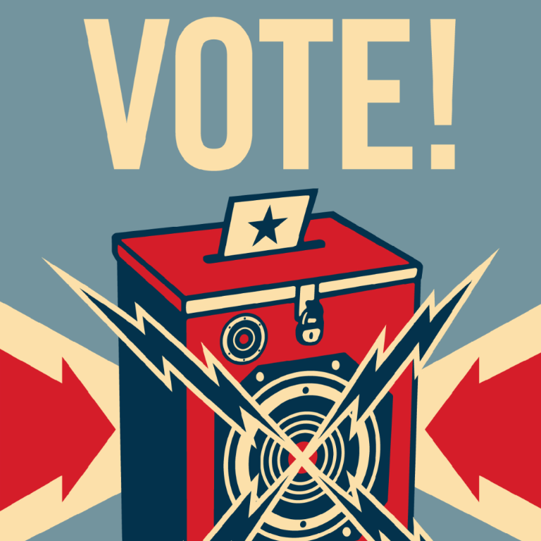 vote box graphic by Shepard Fairey