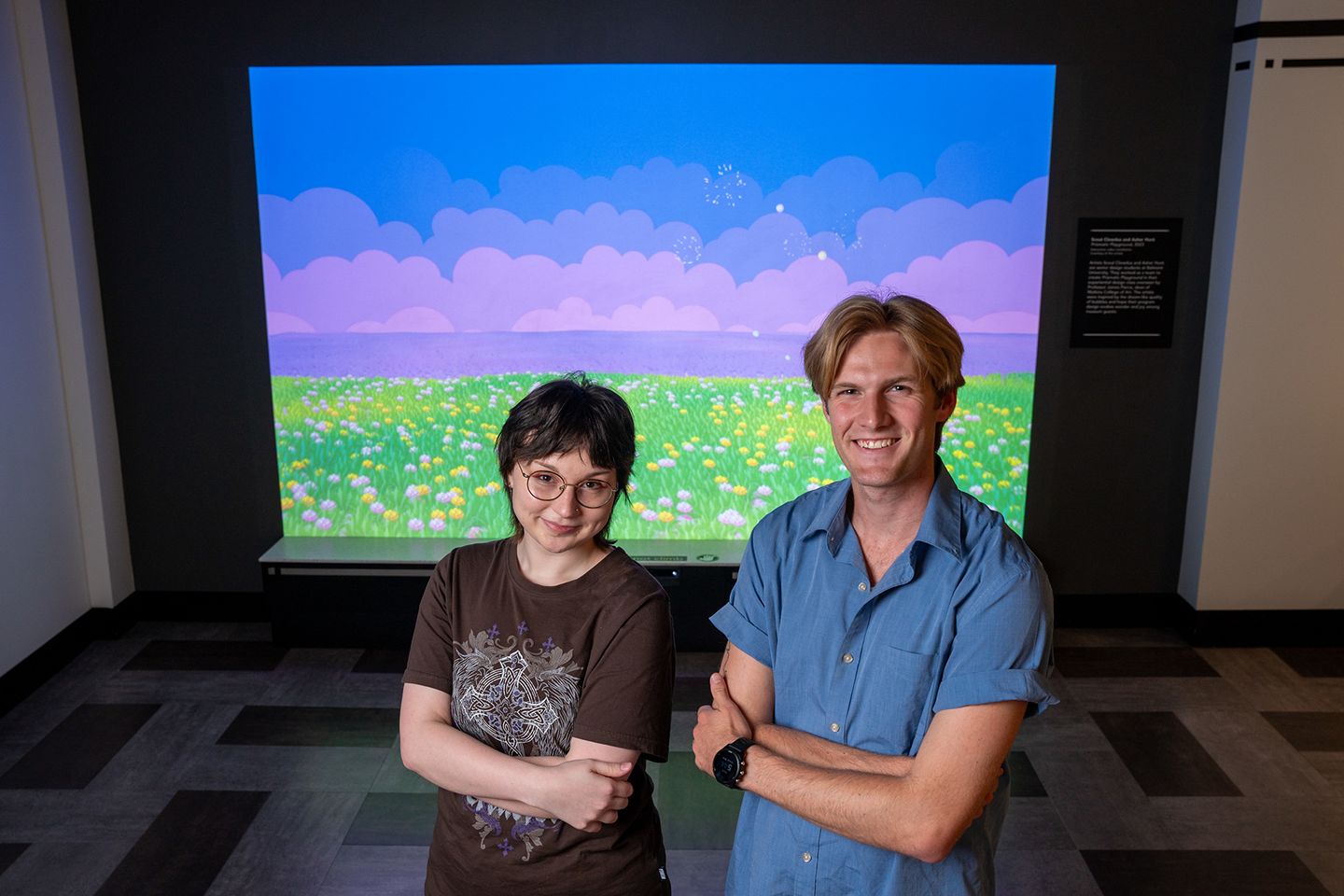 Watkins students with their art display at Frist Art Museum