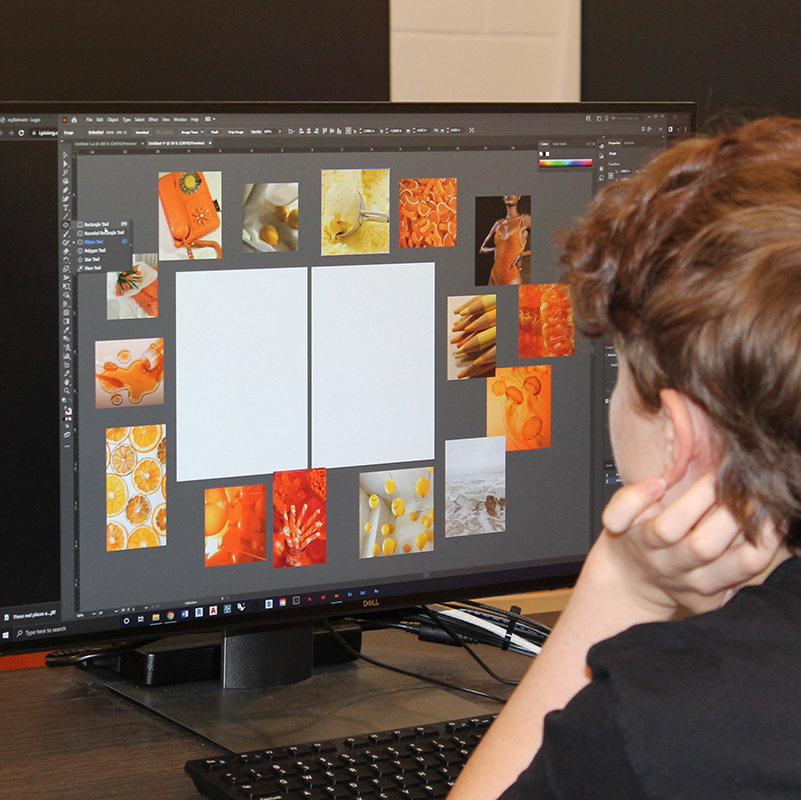 student working on a computer