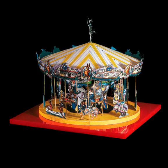 3d paper carousel with black background