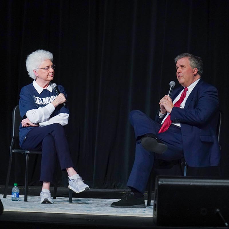 Betty Wiseman talks with Dr. Greg and Rev. Susan Jones in their Developing Purpose Class