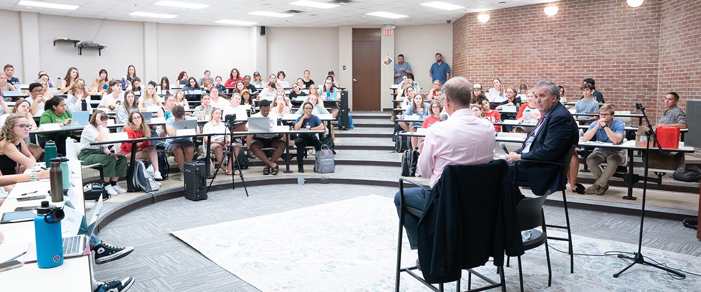 Speaker talks during the What's Your Why Class in classroom